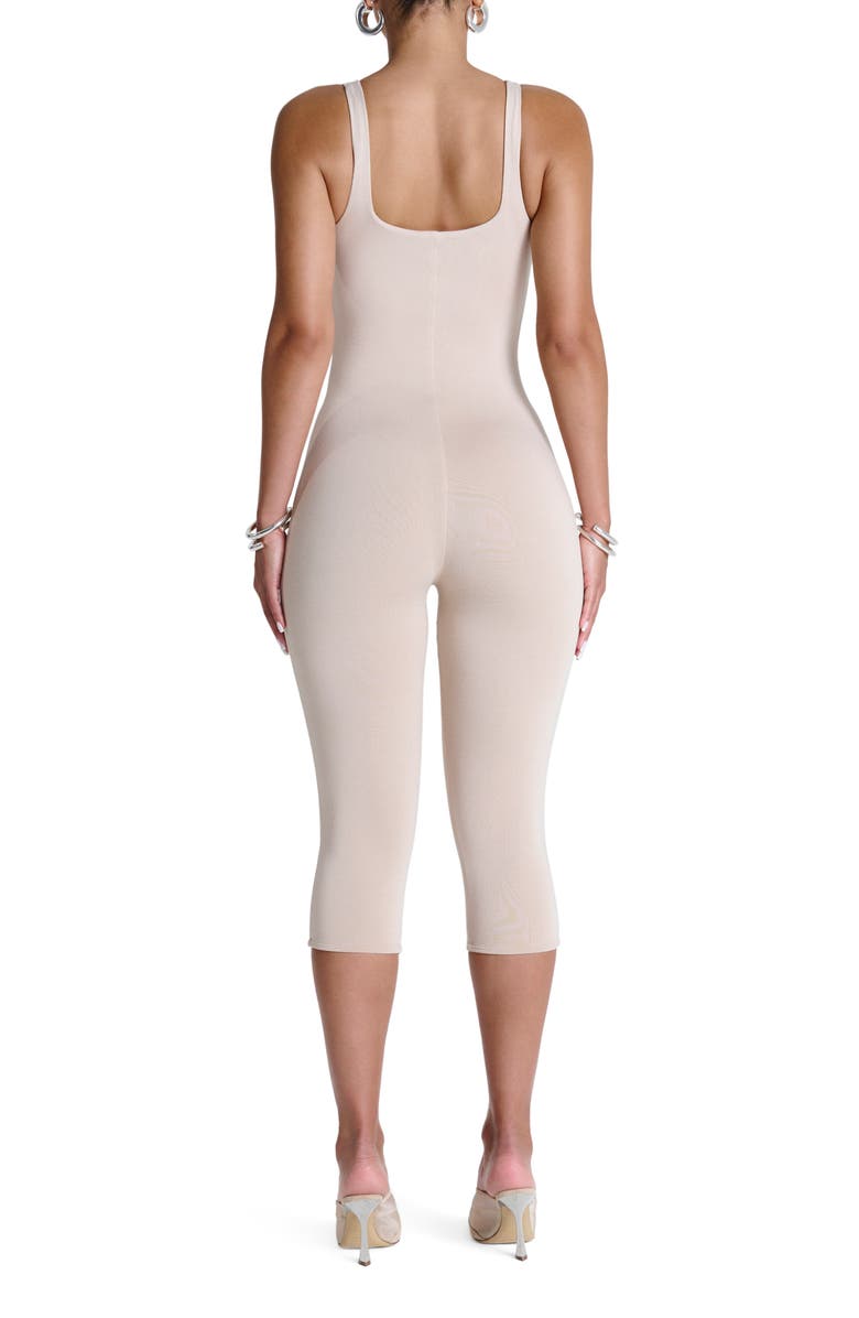 Naked Wardrobe Stretch Jersey Capri Jumpsuit, Alternate, color, Soft Beige