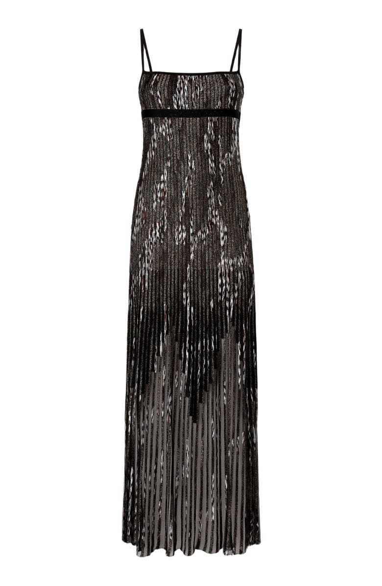 Missoni Long Dress With Pleated Zigzag Pattern, Alternate, color, Black