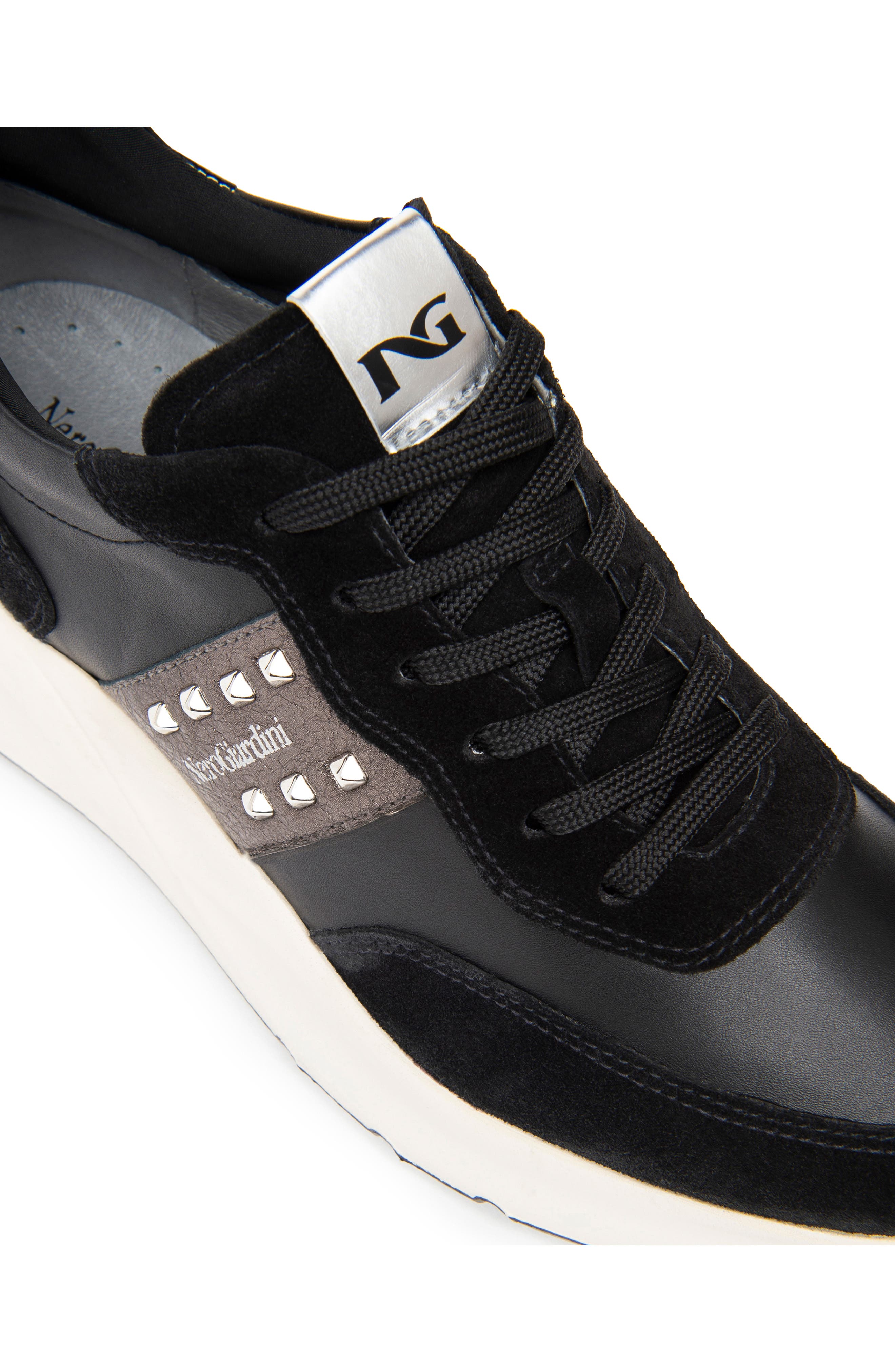 NeroGiardini Studded Platform Sneaker, Alternate, color, Black