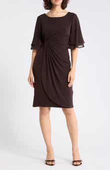 Connected Apparel Ruffle Sleeve Sheath Dress