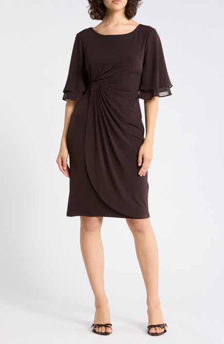 Connected Apparel Ruffle Sleeve Sheath Dress