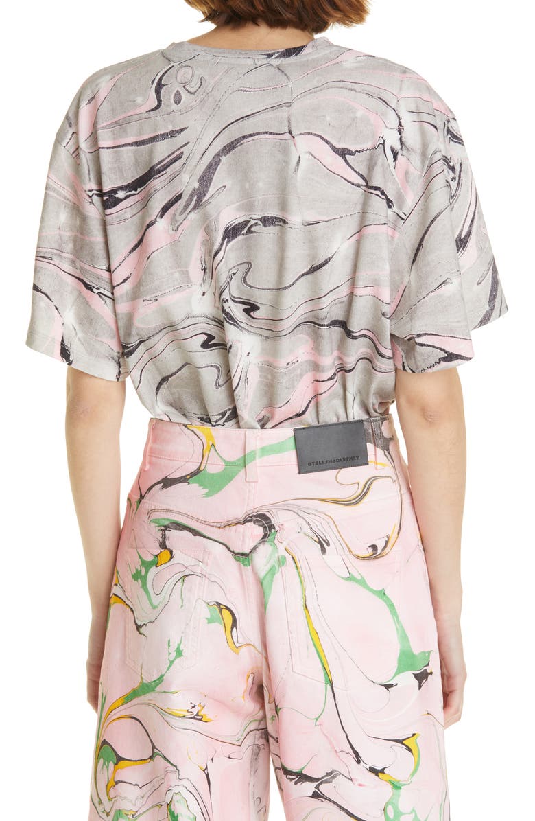 Stella McCartney Marble Print Logo Organic Cotton T-Shirt, Alternate, color, 
