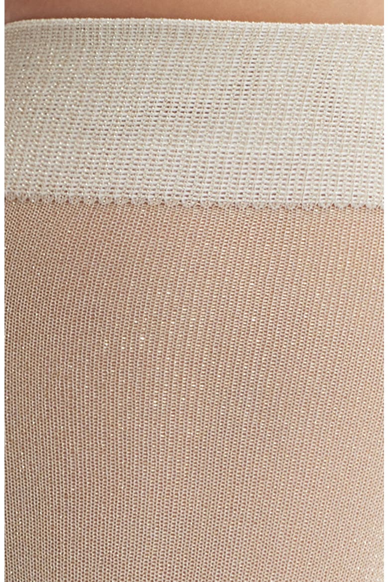 Glitterati Metallic Knee High Socks, Alternate, color, KHAKI