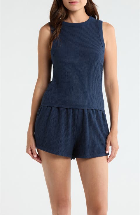 Stretch Organic Cotton Seersucker Lounge Tank