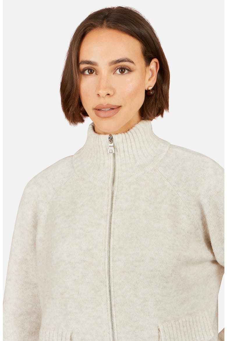 Zip-Through Knitted Cardigan, Alternate, color, Oatmeal