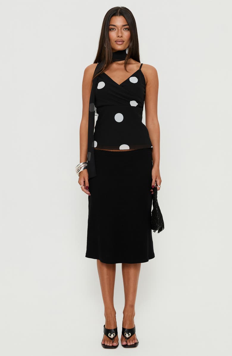 Princess Polly Jenae Polka Dot Camisole & Scarf, Alternate, color, Black / White Polka