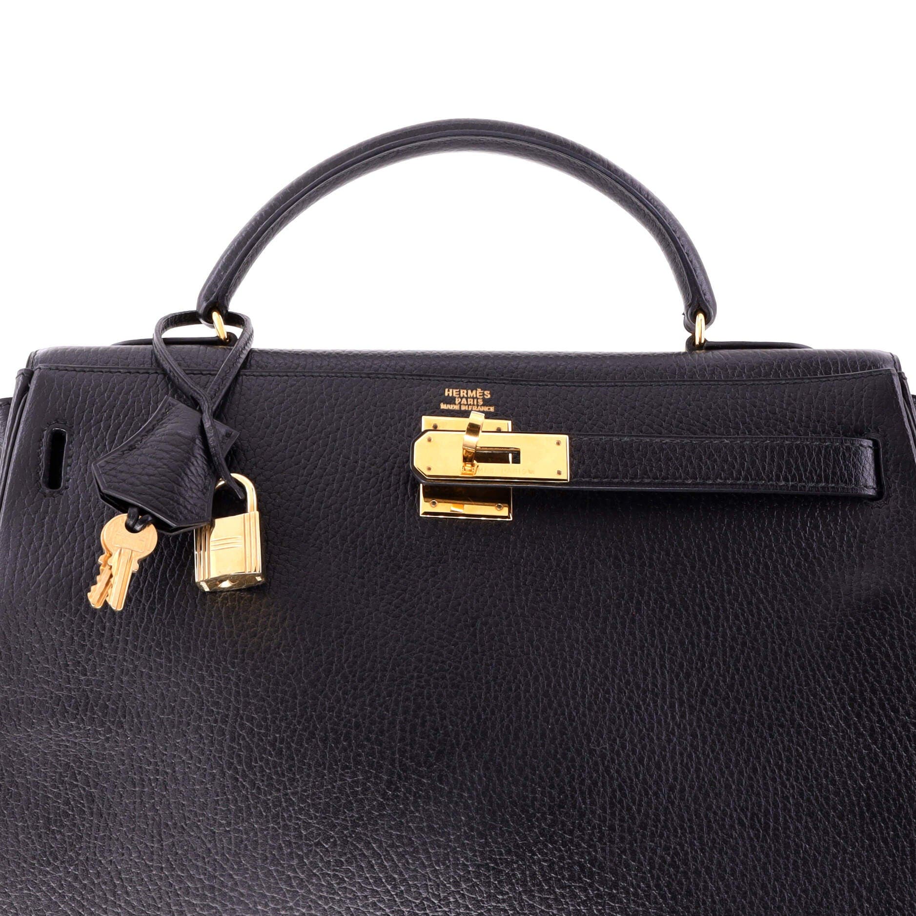 Kelly Handbag Black Ardennes with Gold Hardware 32, Alternate, color, Black