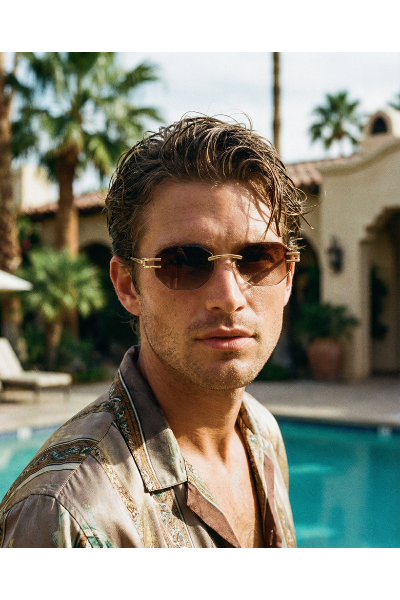 Emil Rimless Sunglasses, Alternate, color, Brown