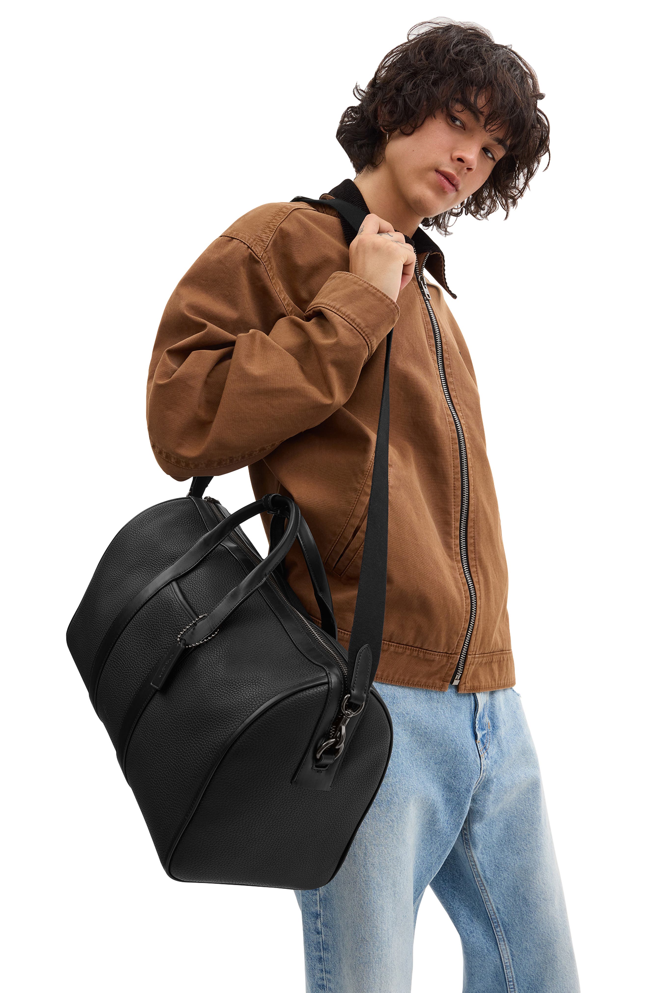 COACH Gotham Pebble Leather Duffle Bag, Alternate, color, 