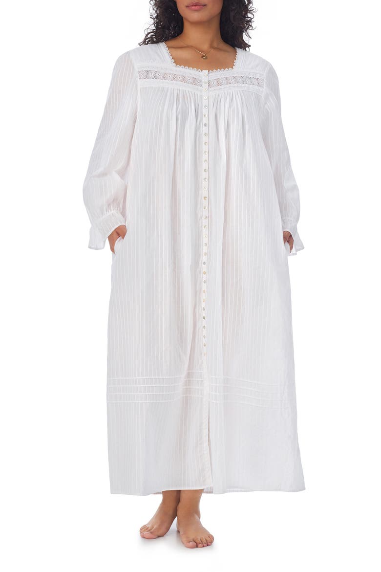 Long Sleeve Cotton Ballet Nightgown, Alternate, color, WHITE