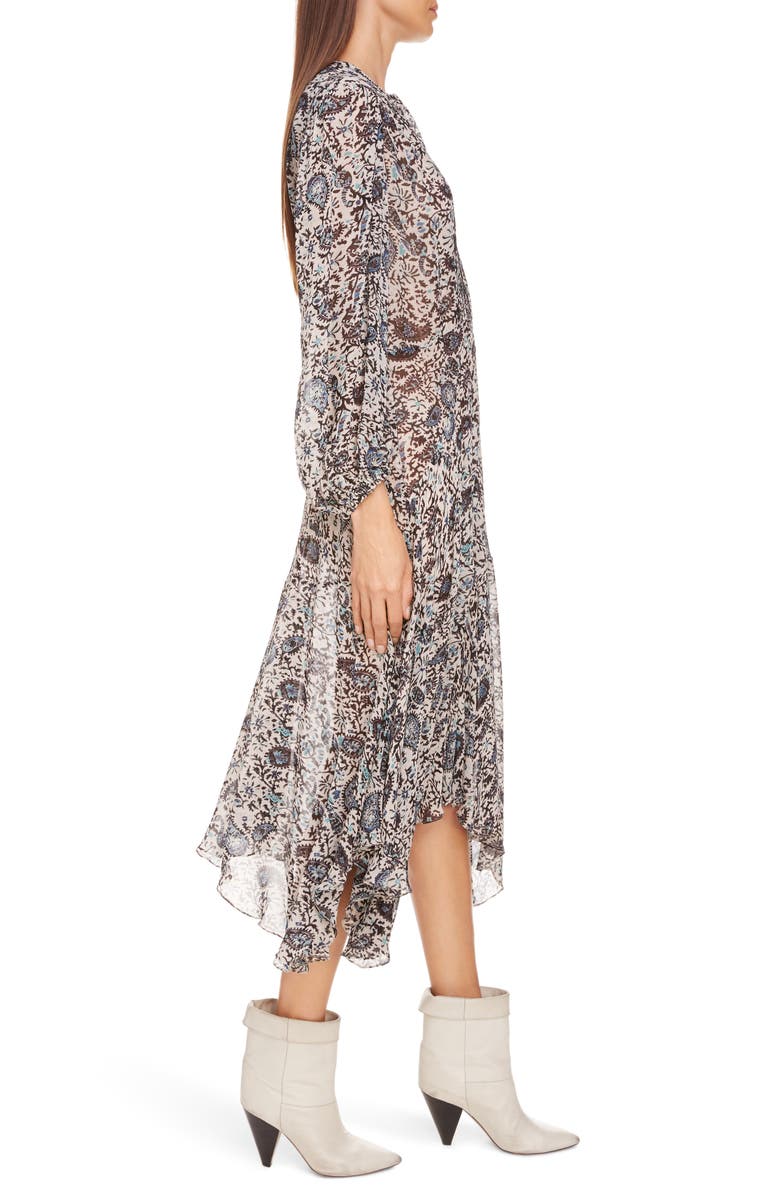 Isabel Marant Étoile Lizete Long Sleeve Handkerchief Hem Midi Dress, Alternate, color,