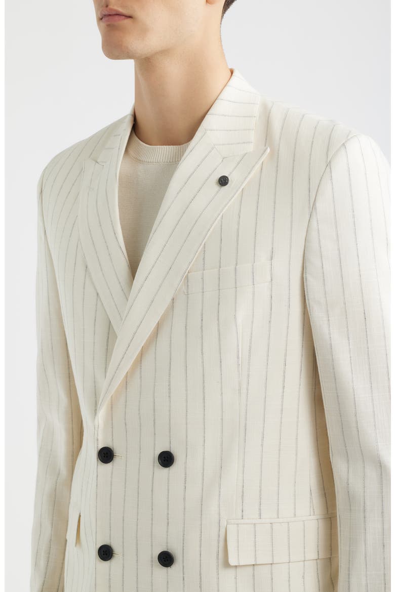 Ridley Slim Fit Pinstripe Double Breasted Sport Coat, Alternate, color, ECRU