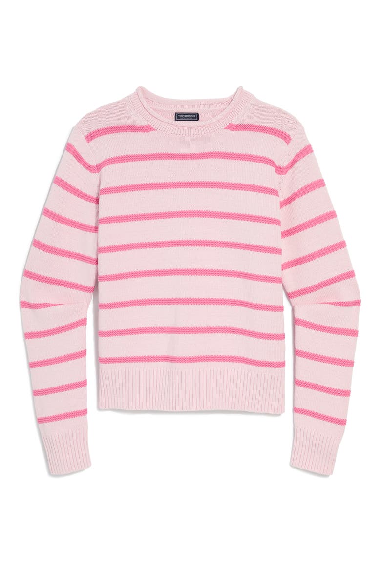 Striped Cotton Crewneck Sweater, Alternate, color, PINK DRINK STRIPE