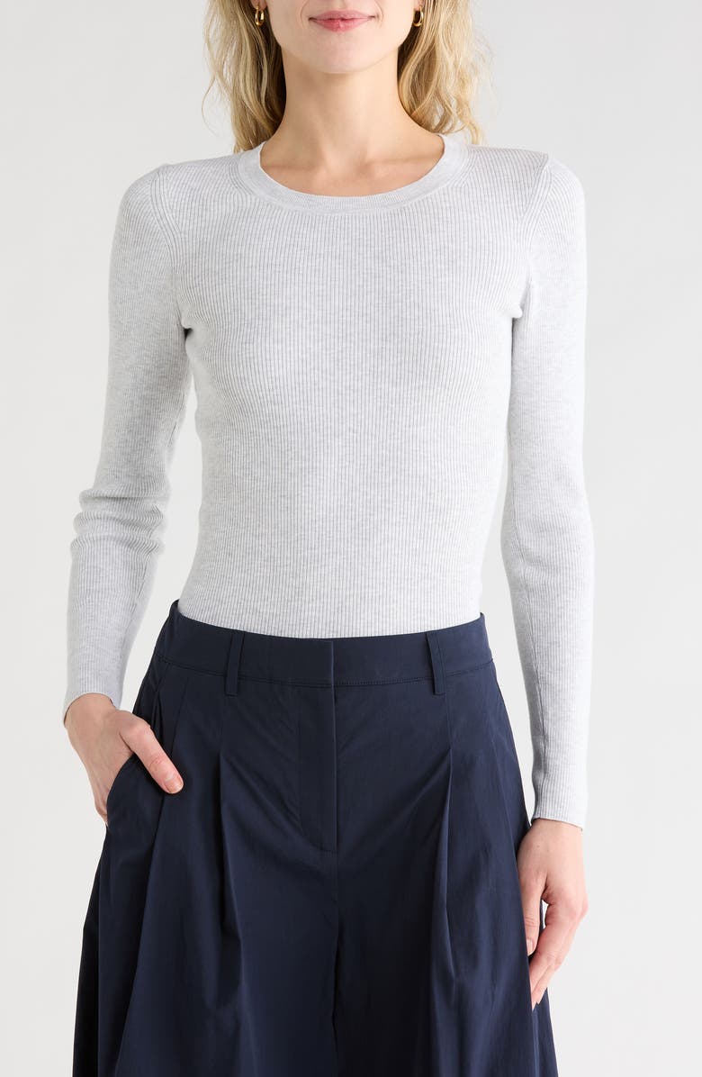 TWP Crewneck Wool Sweater, Main, color, White Heather Grey