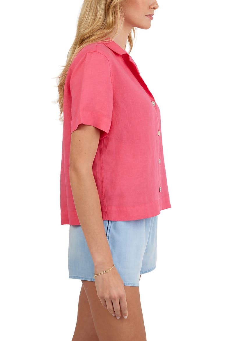 Short Sleeve Linen Button-Up Camp Shirt, Alternate, color, SPICED HIB