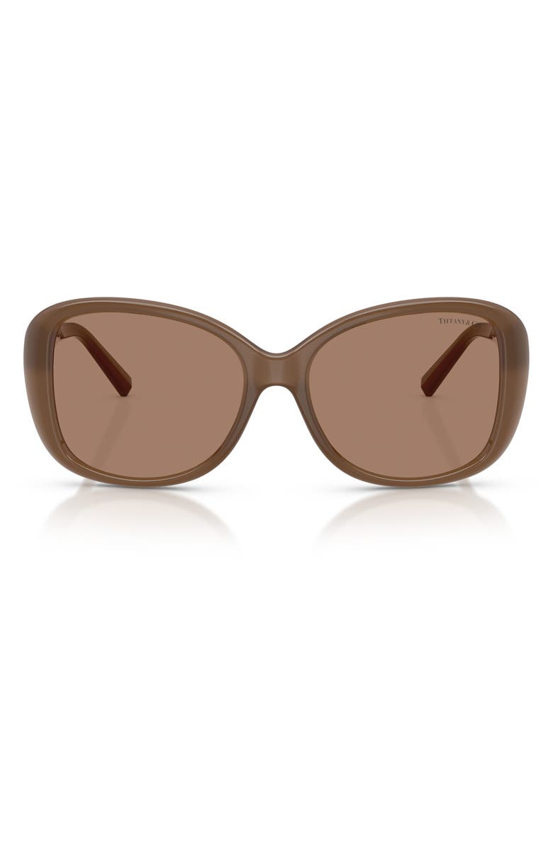 Tiffany & Co. 56mm Pillow Sunglasses, Main, color, Opal Smoky Quartz / Brown