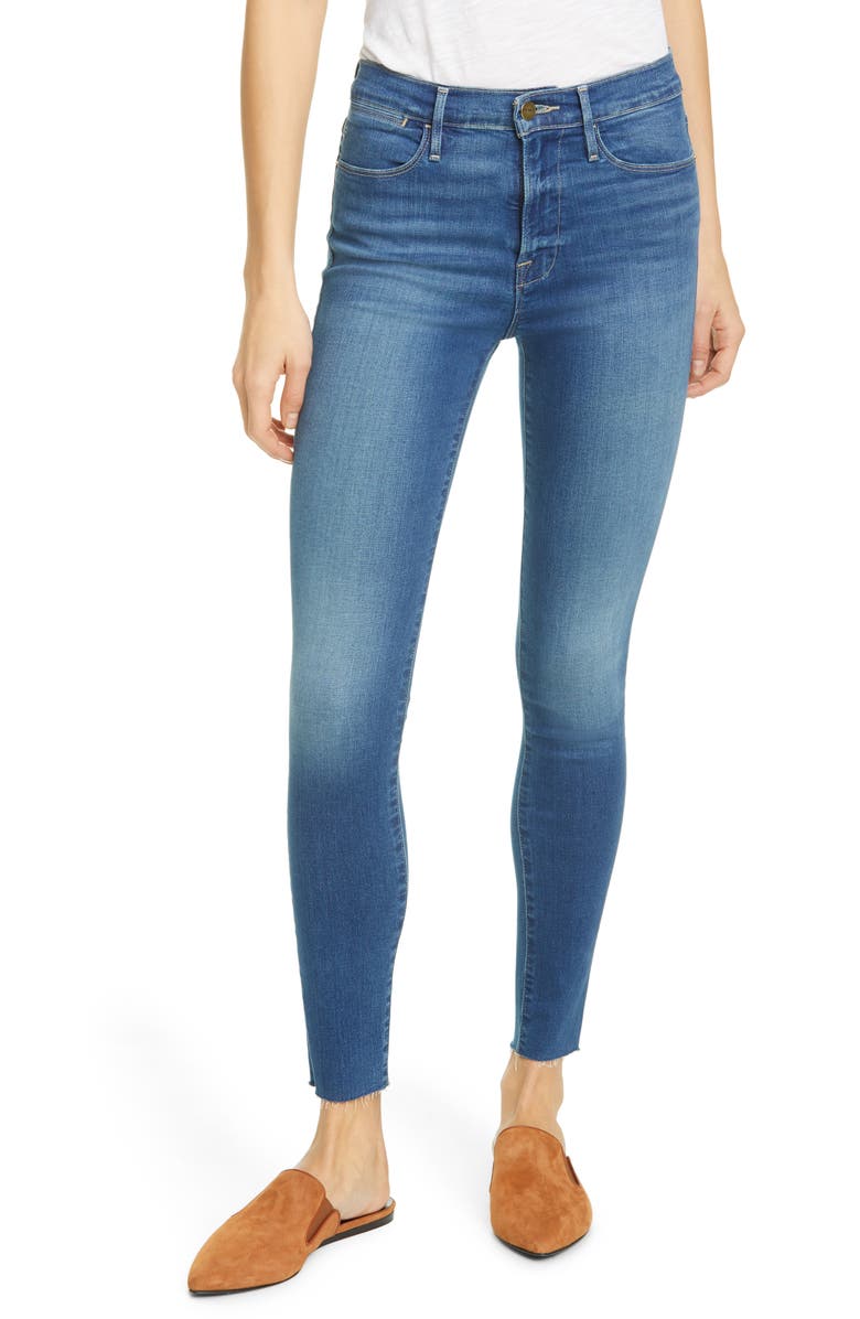 FRAME Le High Raw Hem Ankle Skinny Jeans, Main, color, 