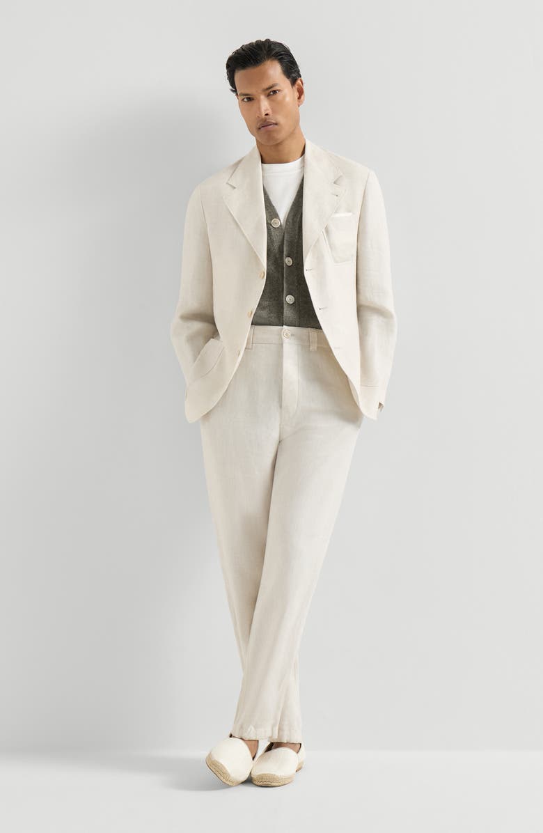 Brunello Cucinelli Linen and cotton cardigan, Alternate, color, Olive