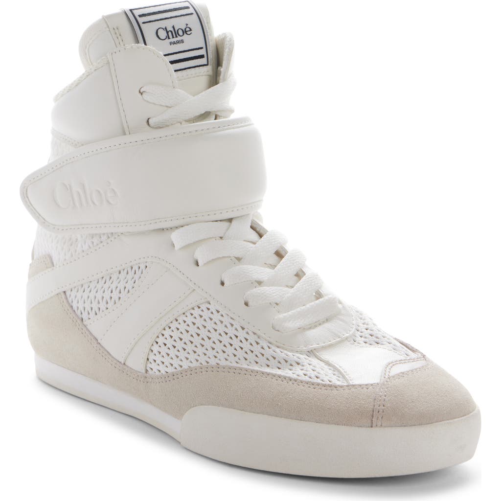 Shop Chloé Kick Leather & Mesh High Top Sneaker In Cloudy Cream