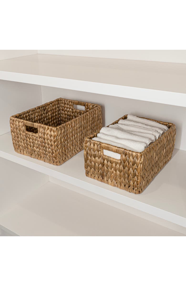 HAPPIMESS Leif Rustic Minimalist Hand-Woven Hyacinth Nesting Baskets with Handles, Main, color, 