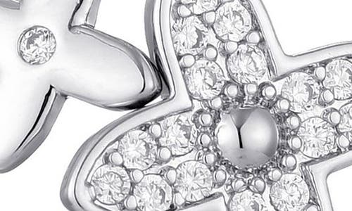Adornia Tarnish Resistant Silver Plated Double Pointed Clover Cz Necklace In Silver