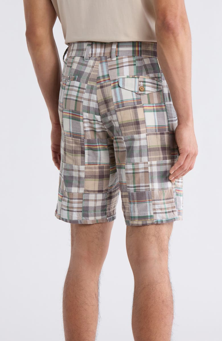 Vintage 1946 Patchwork Madras Flat Front Shorts, Alternate, color, Cement