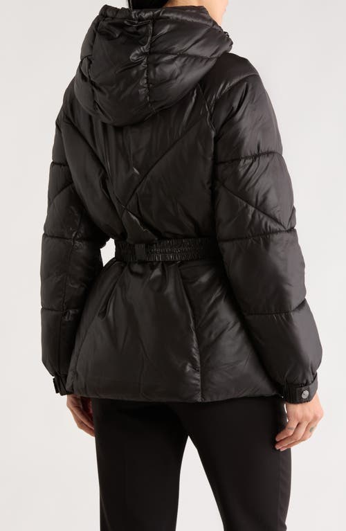 Bcbgeneration Missy Belted Puffer Coat In Black