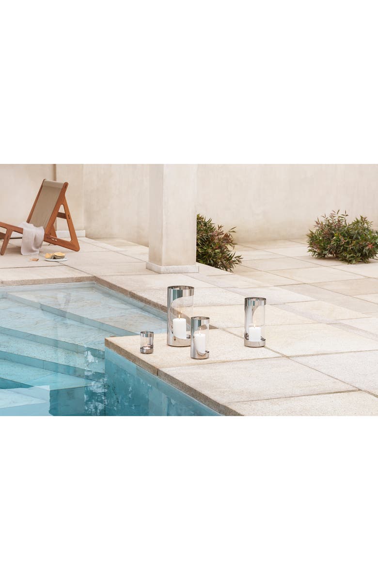 Georg Jensen Chrome Contours Hurricane Candle Holder, Alternate, color,