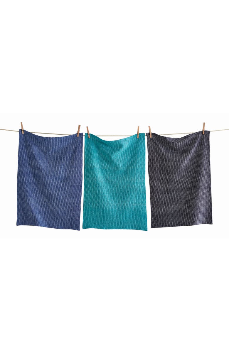 tag Beach House Textured Kitchen Towel Set of Three Summer Blue, Main, color, Blue
