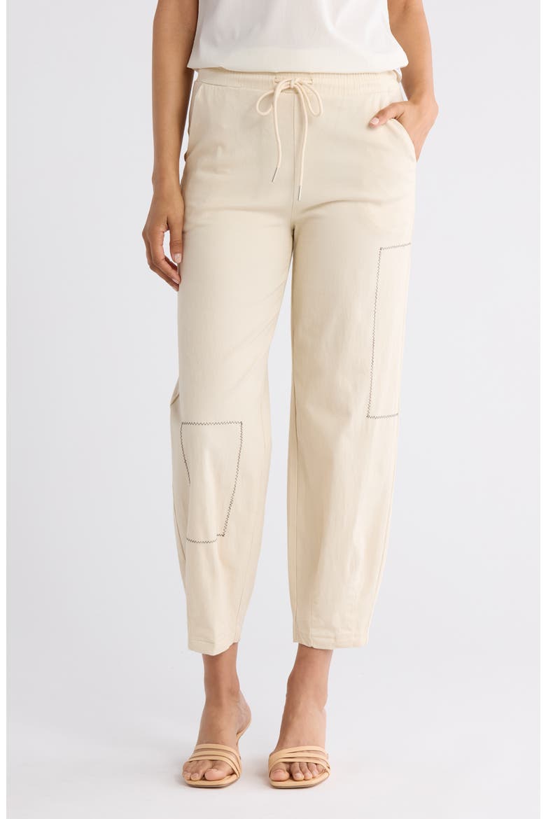 Stitch Detail Stretch Cotton Pants, Main, color, KHAKI