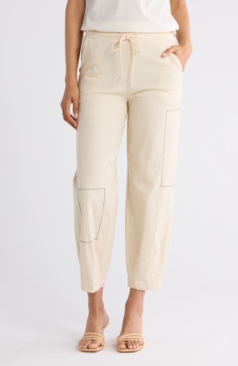 Stitch Detail Stretch Cotton Pants