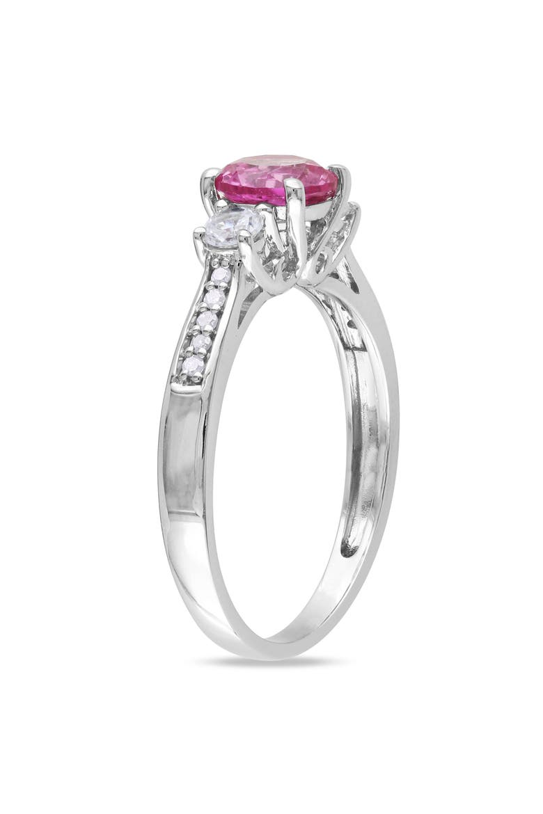 Created Sapphire & Diamond 3-Stone Ring, Alternate, color, Lab-Created Sapphire