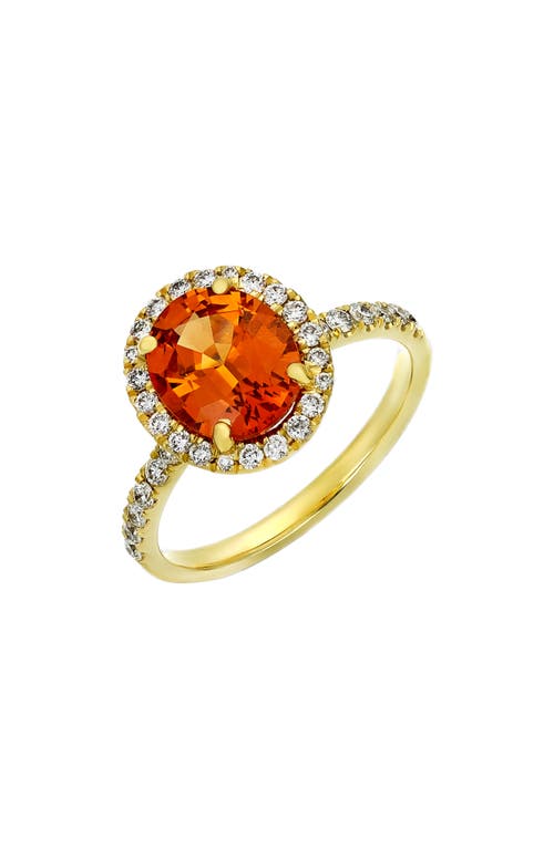 Bony Levy Pavé Diamond Halo Oval Cut Mandarin Garnet Ring (nordstrom Exclusive) In 18k Yg/mandarin Garnet/diam.