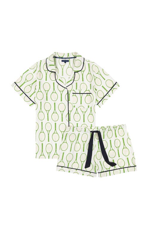 Katie Kime Tennis Time Pajama Shorts Set In Green
