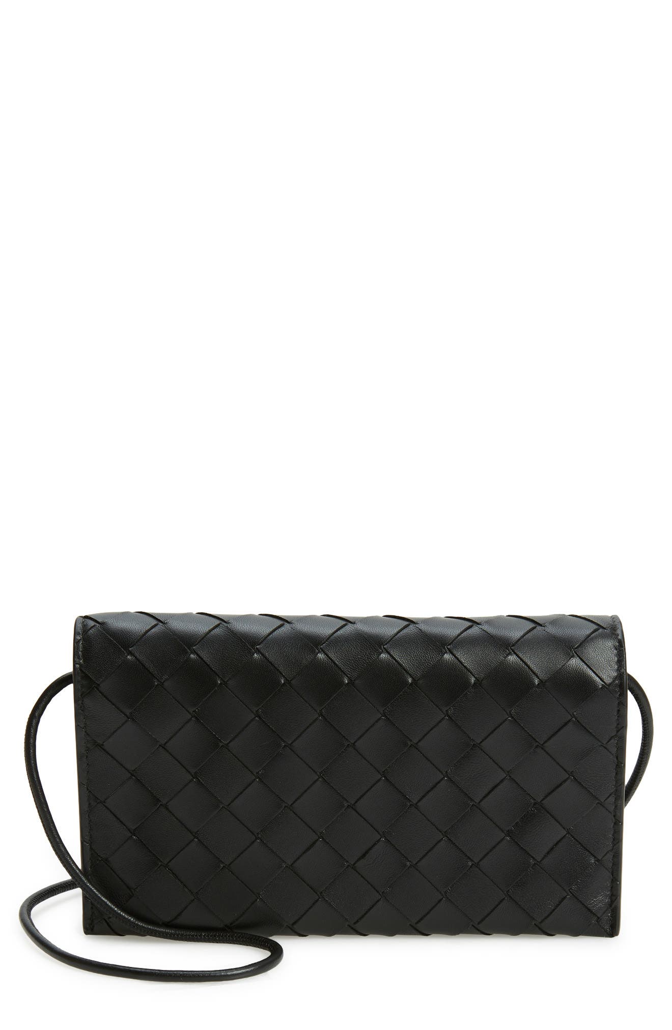 Bottega Veneta Intrecciato Leather Wallet on a Strap, Main, color, 