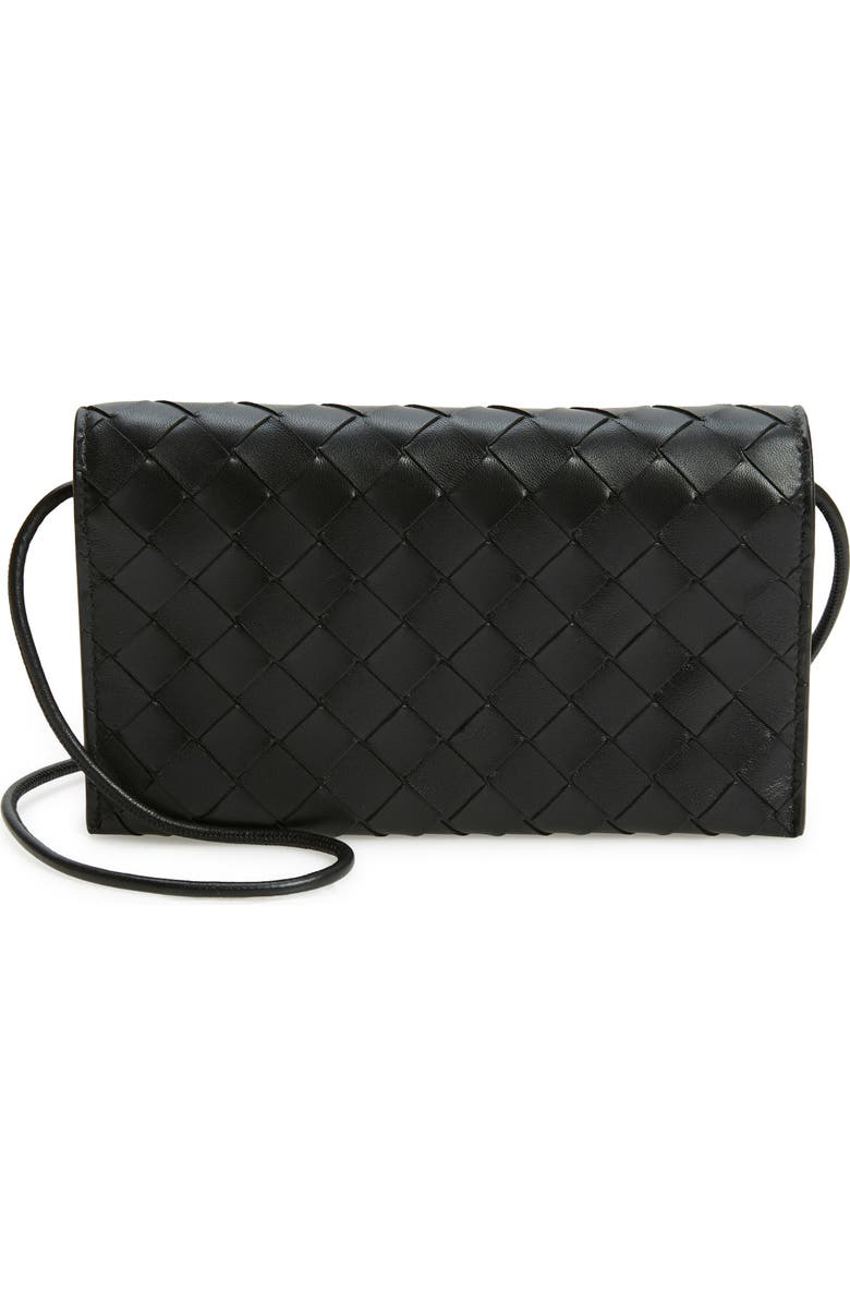 Bottega Veneta Intrecciato Leather Wallet on a Strap, Main, color,