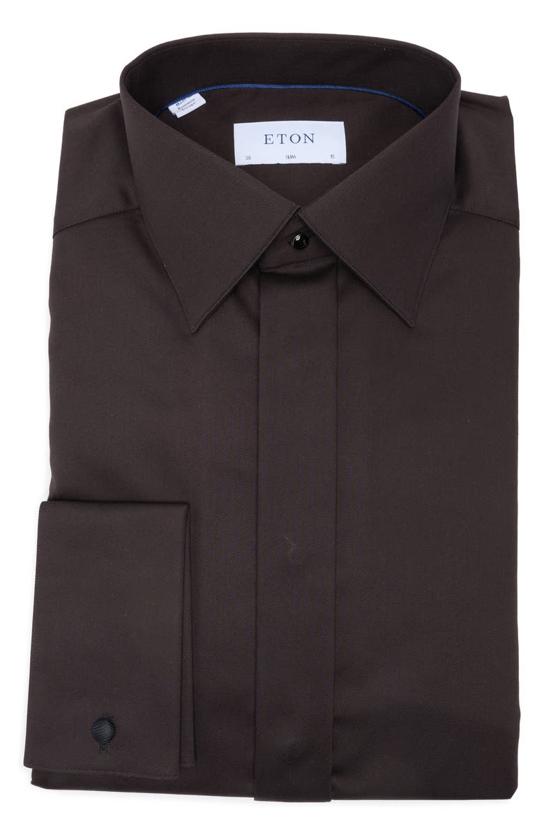 Eton Slim Fit Solid Textured Cotton Tuxedo Shirt, Alternate, color,