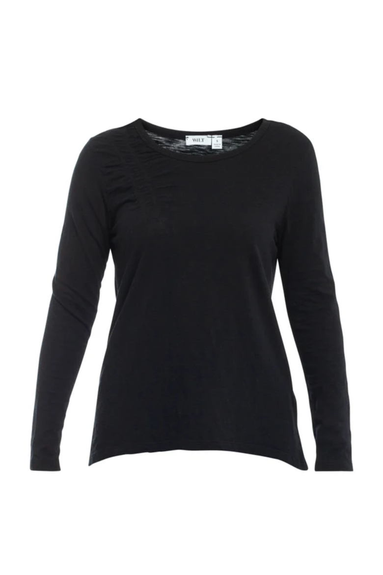 Wide Neck Long Sleeve Tee, Alternate, color, Black