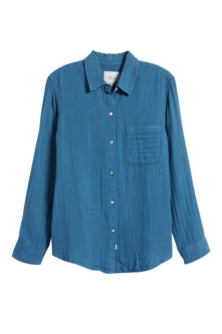 Ellis Organic Cotton Button-Up Shirt, Alternate, color, DEEP SEA