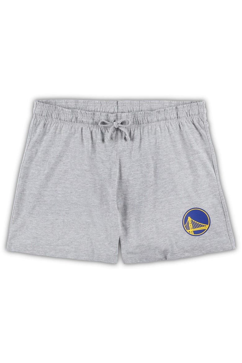 Women's Concepts Sport Gold/Heather Gray Los Angeles Lakers Plus Size Long Sleeve T-Shirt and Shorts Sleep Set, Alternate, color, Gold