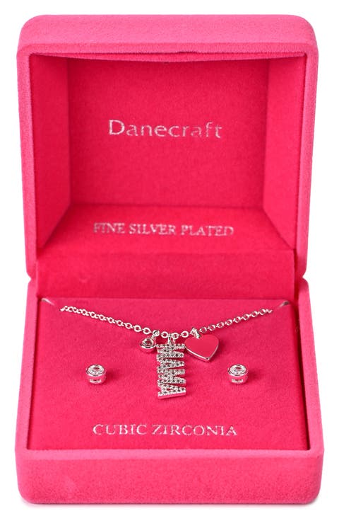 Mama Necklace & Cubic Zirconia Stud Earrings Set