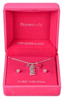 Danecraft Mama Necklace & Cubic Zirconia Stud Earrings Set