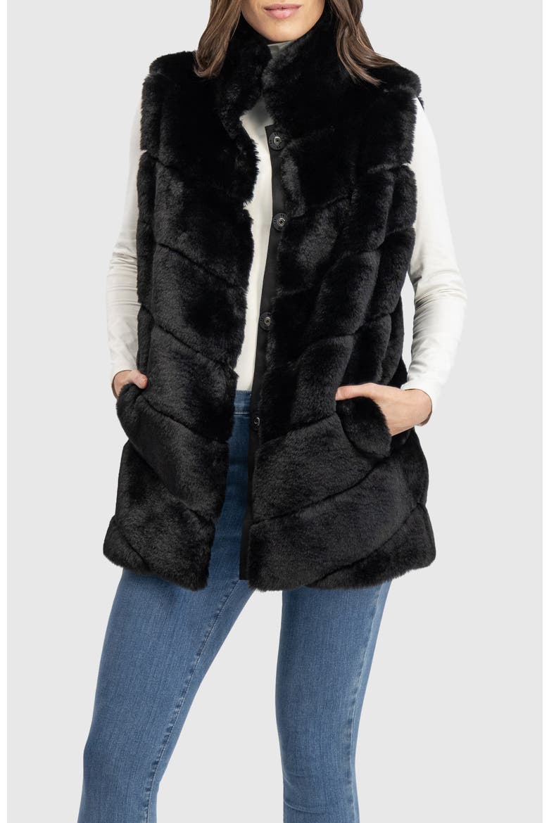 Fur-Free Rex Rabbit (Faux Fur) Vest, Main, color, BLACK