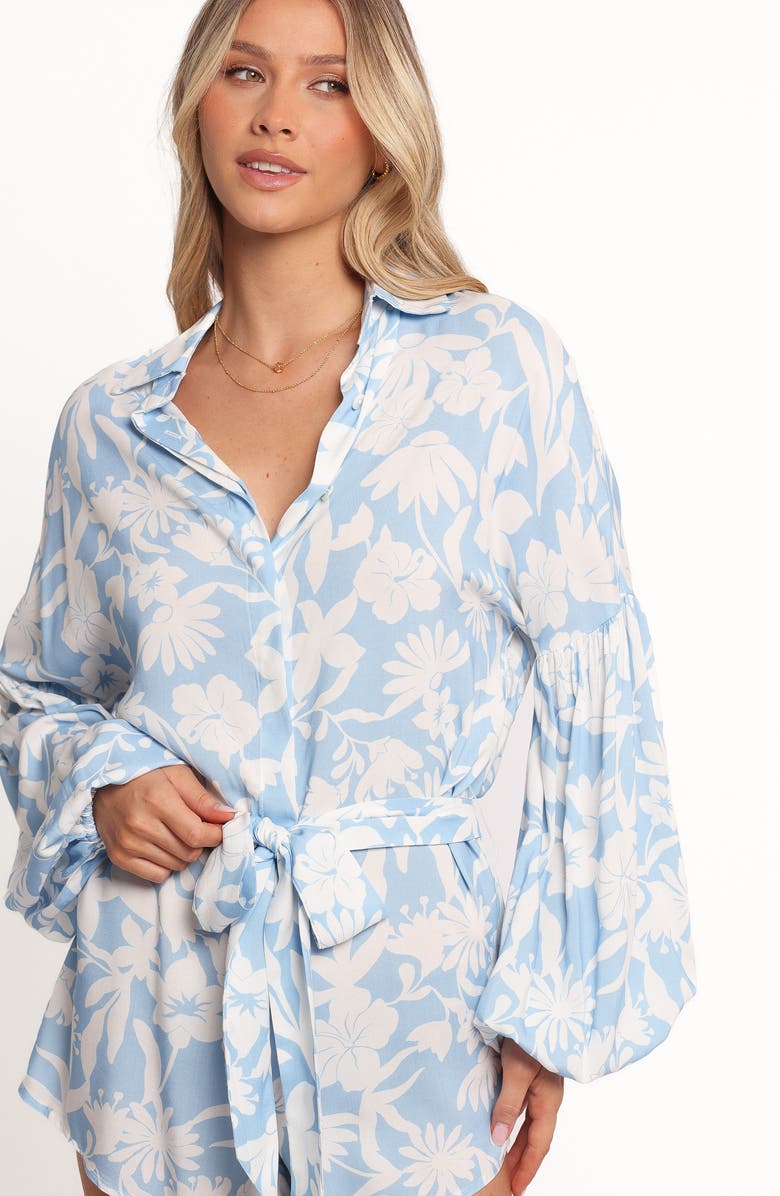 Petal & Pup Pali Floral Long Sleeve Romper, Alternate, color, Blue Floral