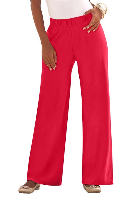 Plus Size Pull On Wide Leg Soft Knit Pant