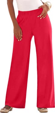 Roaman's Plus Size Pull On Wide Leg Soft Knit Pant