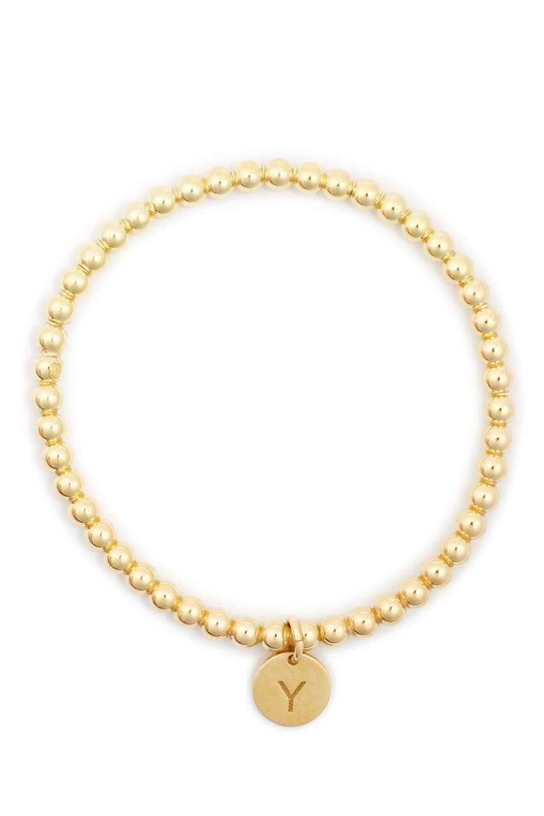 Initial Charm Ball Stretch Bracelet, Main, color, YELLOW-Y