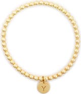 MESHMERISE Initial Charm Ball Stretch Bracelet