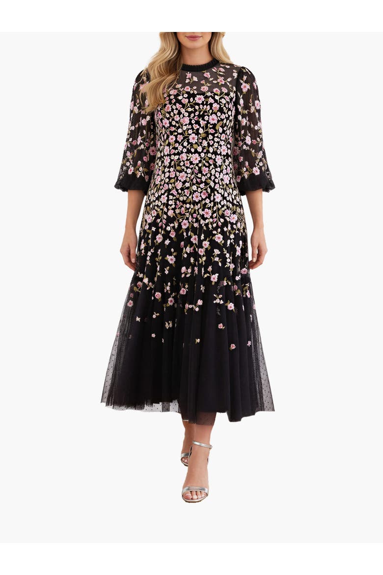 Sylvia Round Neck Ankle Gown, Main, color, Graphite/Multi