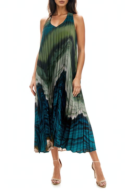Sunburst Pleat Maxi Dress